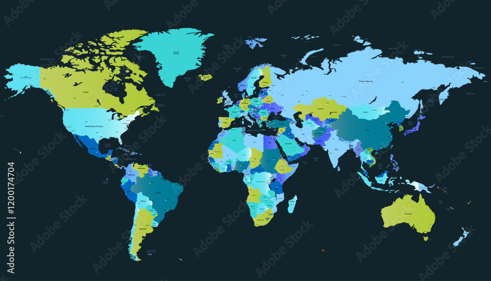 Obraz premium World map. Color modern vector map. Silhouette map