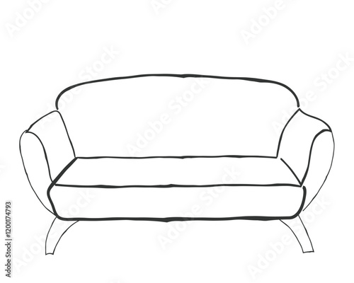 hand drawn line art vector of sofa seat. 