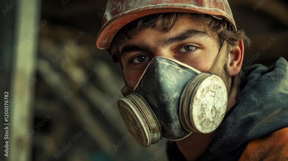 Fototapeta premium Dedicated Construction Worker in Protective Gear