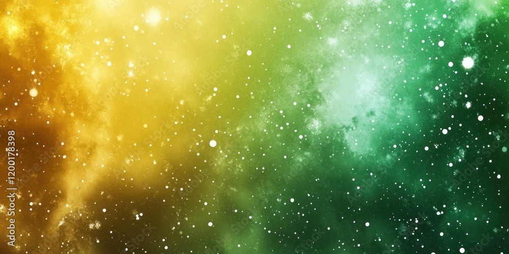 Obraz premium Cosmic watercolor painting with green and gold shades for artistic design