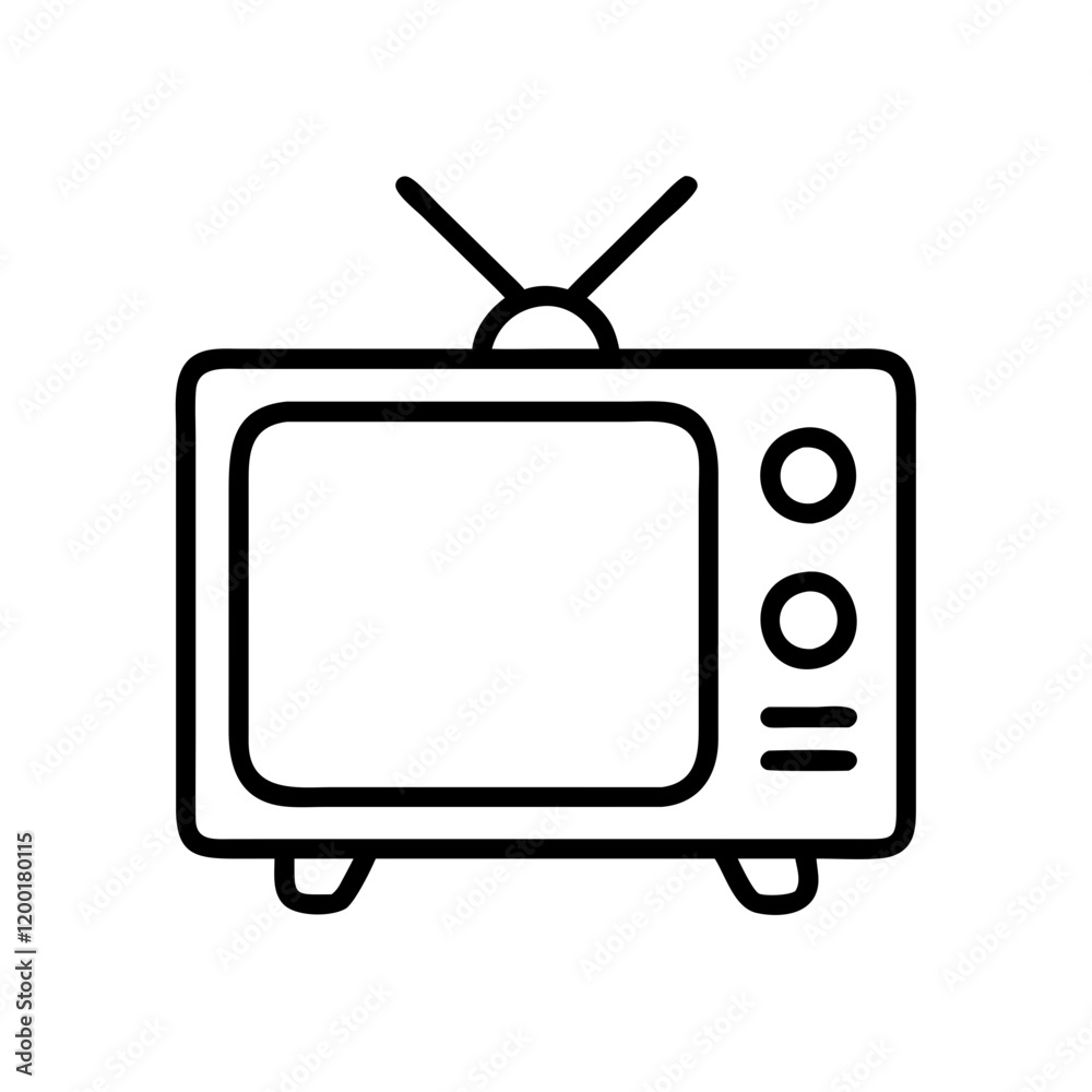 retro tv icon, retro tv line art - simple line art of retro tv, perfect for retro tv logos and icons and themed design 