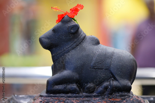 Hindu temple and shrine of Batu Caves. Nandi, Sacred Bull of Hindu God Shiva Kuala Lumpur. Malaysia. photo