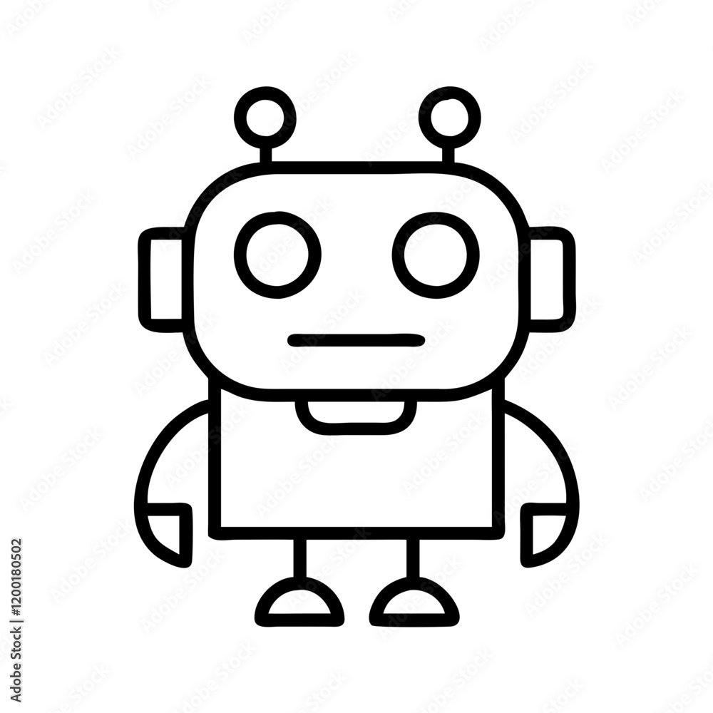 robot icon, robot line art - simple line art of robot, perfect for robot logos and icons and themed design 