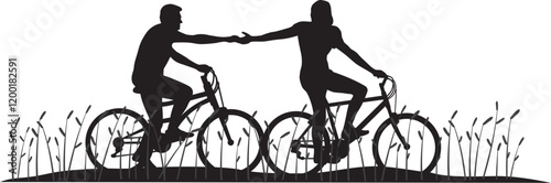 COUPLE DECYCLISTES A LA CAMPAGNE.eps