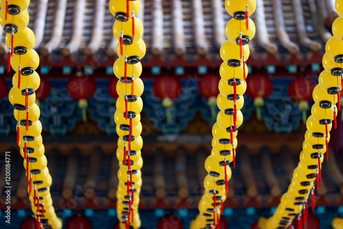 Canvas Print Lanterns decorations at chinese Thean Hou Temple dedicated to the goddess Mazu and Guan Yin