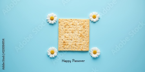 happy tishrei with flowers and crackers on blue background photo