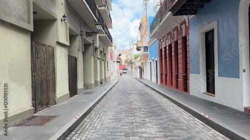 Streets of Old San Juan, capital of Puerto Rixo, USA