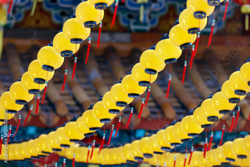 Canvas Print Lanterns decorations at chinese Thean Hou Temple dedicated to the goddess Mazu and Guan Yin