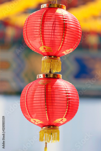 Canvas Print Lanterns decorations at chinese Thean Hou Temple dedicated to the goddess Mazu and Guan Yin