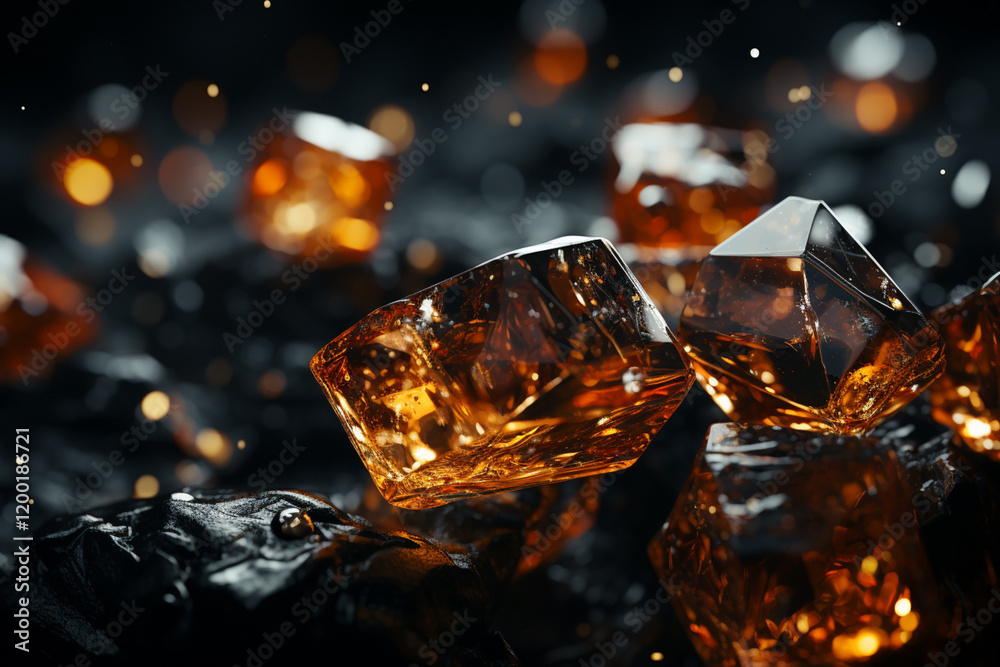 a scattering of amber on a dark background,.Generative AI a scattering of amber on a dark background,.Generative AI