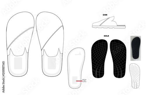 closed toe sandal technical drawing