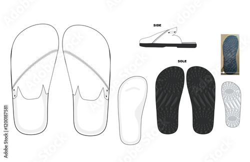 closed toe sandal technical drawing