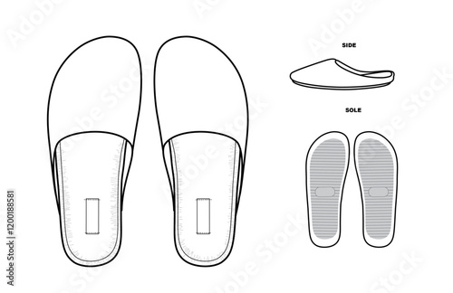 Slipper mule shoe technical manufacturing drawing