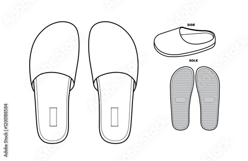 Slipper mule technical manufacturing drawing