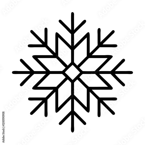 snowflake icon, snowflake line art - simple line art of snowflake, perfect for snowflake logos and icons and themed design 