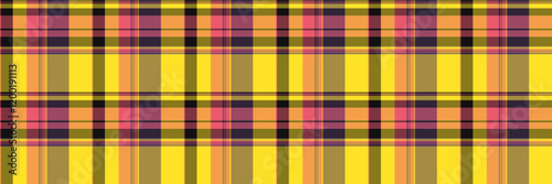 Overlayed pattern check tartan, scarf plaid vector background. Baby texture fabric textile seamless in yellow and orange colors.