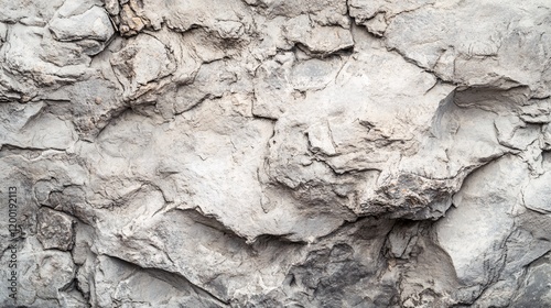 Textured surface of a natural stone wall, featuring a rugged gray and beige color palette. photo