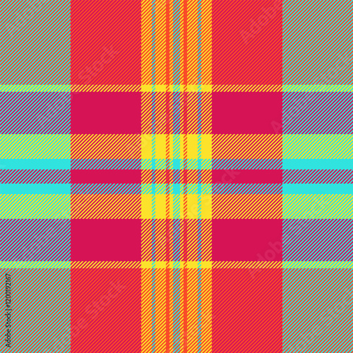 Vibrant diagonal plaid pattern in bold, summery colors. Perfect for textile designs, website backgrounds, or fashion illustrations.  The bright, cheerful design offers a fresh and energetic aesthetic.