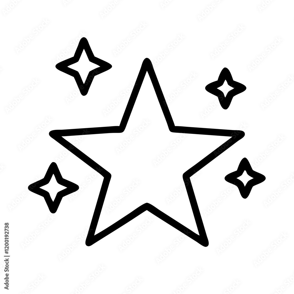 Obraz premium sparkle star icon, sparkle star line art - simple line art of sparkle star, perfect for sparkle star logos and icons and themed design 