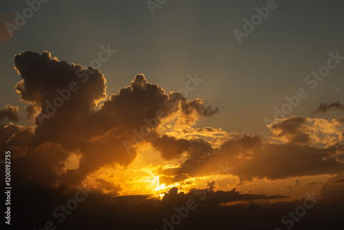 Dramatic Sunset with Vibrant Clouds photo