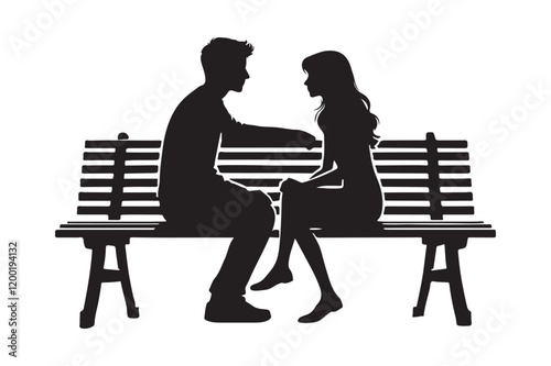 Couple Sitting On Bench Vector