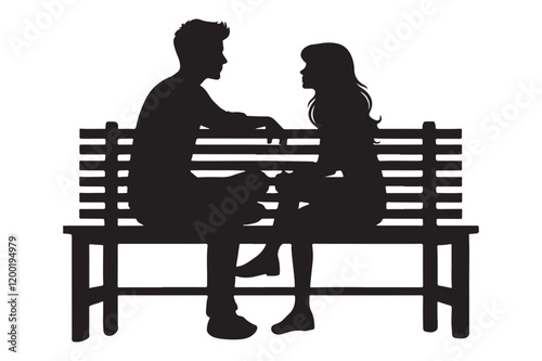 Couple Sitting On Bench Vector