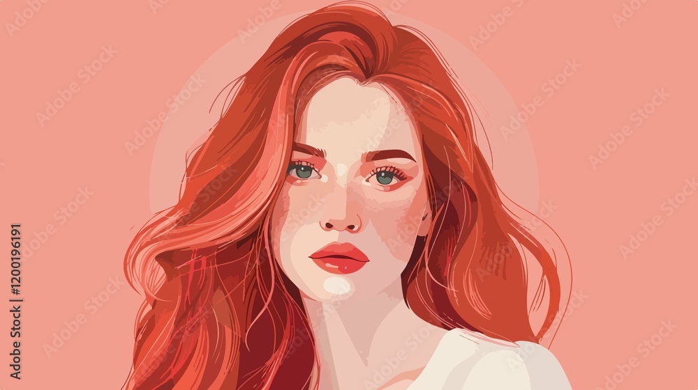 Confident Redhead Woman Looking at Camera with Grace and Elegance