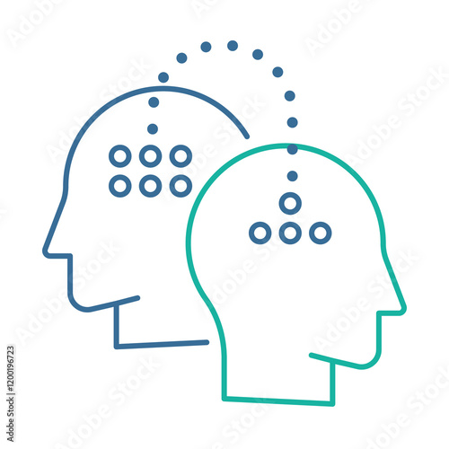 Knowledge Sharing – Two Connected Heads Representing Collaboration and Information Exchange