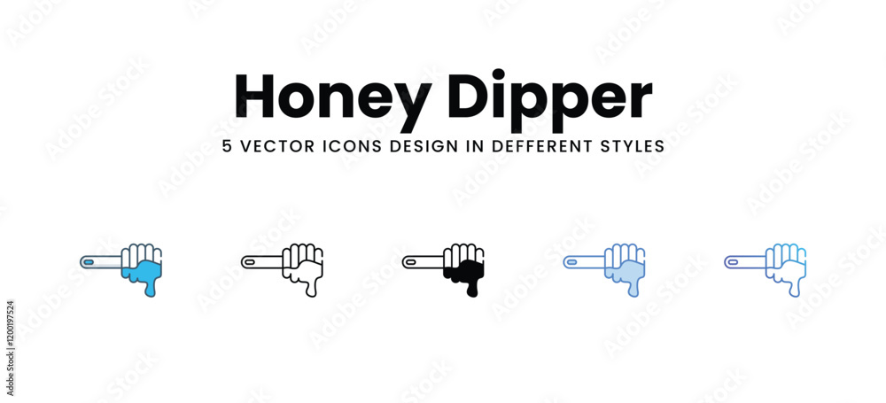Honey Dipper icons in different style vector stock illustration Honey Dipper icons in different style vector stock illustration
