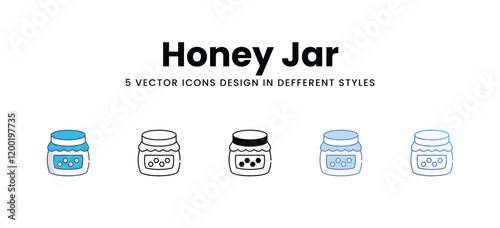 Honey Jar icons in different style vector stock illustration