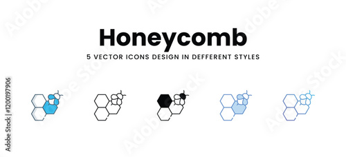 Honeycomb icons in different style vector stock illustration