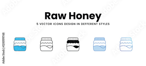 Raw Honey icons in different style vector stock illustration
