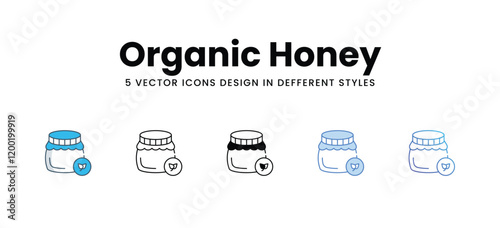 Organic Honey icons in different style vector stock illustration