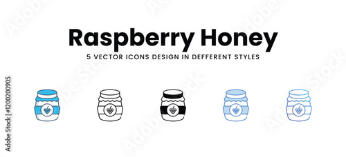 Raspberry Honey icons in different style vector stock illustration