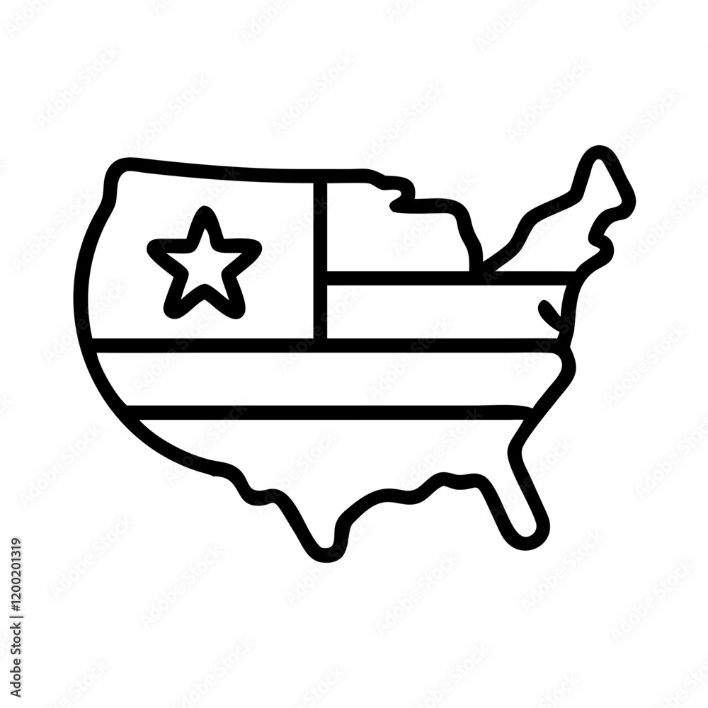 usa icon, usa line art - simple line art of usa, perfect for usa logos and icons and themed design 