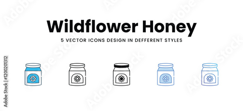 Wildflower Honey icons in different style vector stock illustration