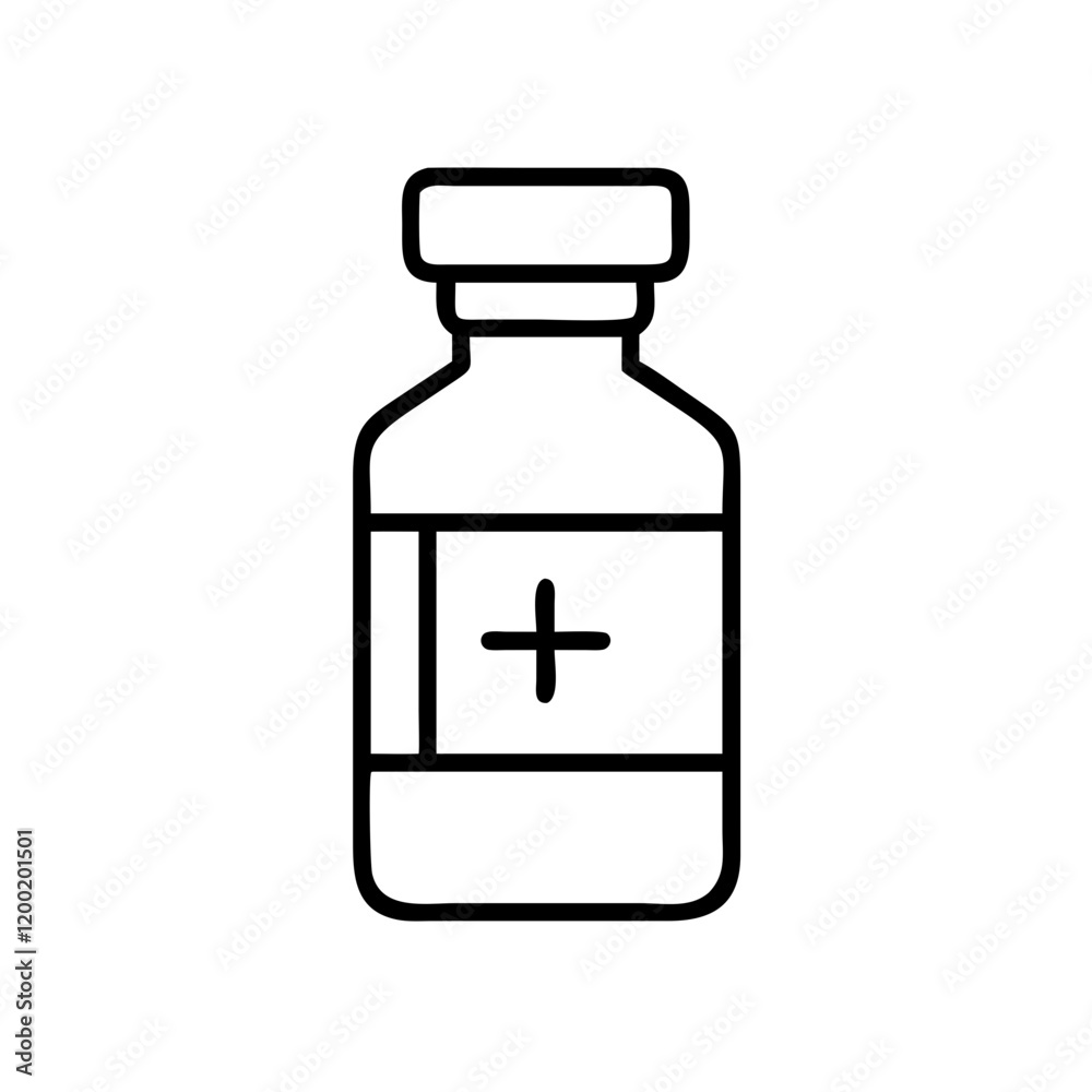 vaccine vial bottle icon, vaccine vial bottle line art - simple line art of vaccine vial bottle, perfect for vaccine vial bottle logos and icons and themed design 