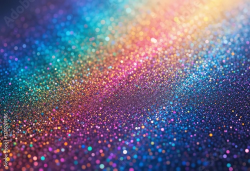 Funkelnder Hintergrund in Regenbogenfarben mit schimmernden Lichtreflexen, der eine lebendige und festliche Atmosphäre ausstrahlt. Perfekt für kreative Projekte. Generative KI.