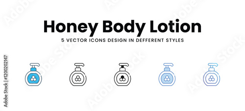 Honey Body Lotion icons in different style vector stock illustration