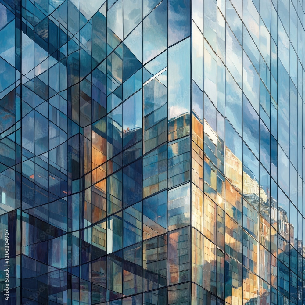 A large building with many windows and a reflection of the sky A large building with many windows and a reflection of the sky