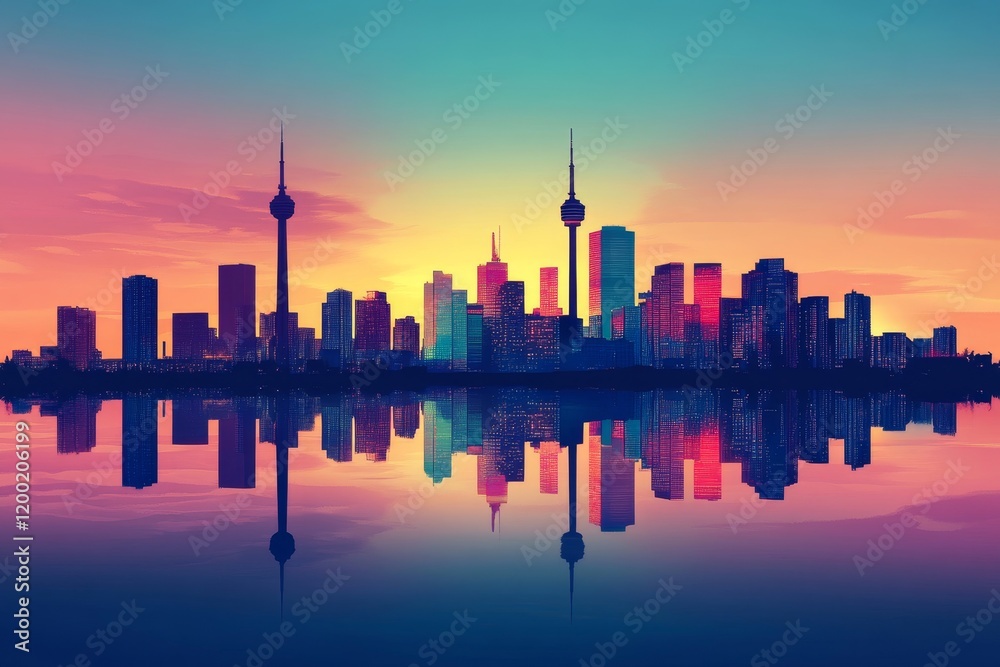 Fototapeta premium City skyline wallpaper, Generative AI