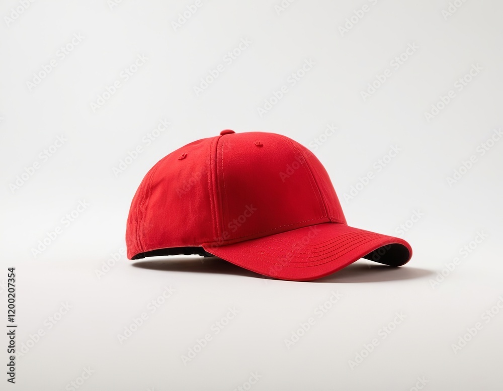 Fototapeta premium A vibrant red baseball cap displayed against a neutral background.