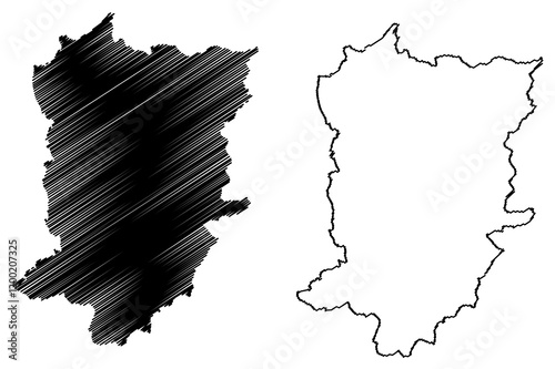 Hoxter district (Federal Republic of Germany, State of North Rhine-Westphalia, NRW, Detmold region) map vector illustration, scribble sketch Hoxter map