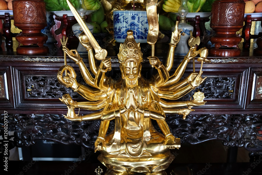Fototapeta premium Phuoc Duyen buddhist pagoda. The Bodhisattva Avalokiteshvara. Hue. Vietnam.