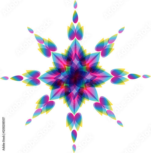 Abstract background with a lotus flower in the style of stained glass