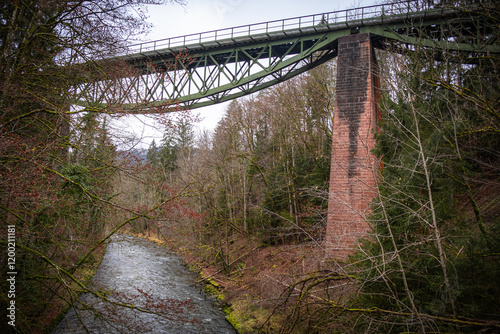 Brücke über die Wutach für die Sauschwänzlebahn im Schwarzwald, in der Nähe von Blumegg im Landkreis Stühlingen, im Herbst