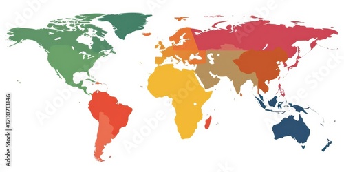 Fototapeta Naklejka Na Ścianę i Meble -  the world map is colored in different colors