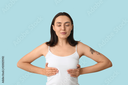 Young woman checking her br...