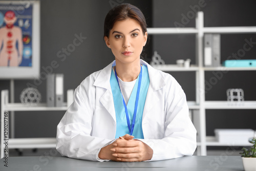 Female doctor video chattin...