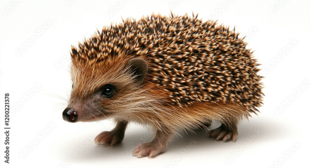 Obraz premium Charming African Hedgehog with Brown Fur Showcasing Curiosity on a Bright White Backdrop